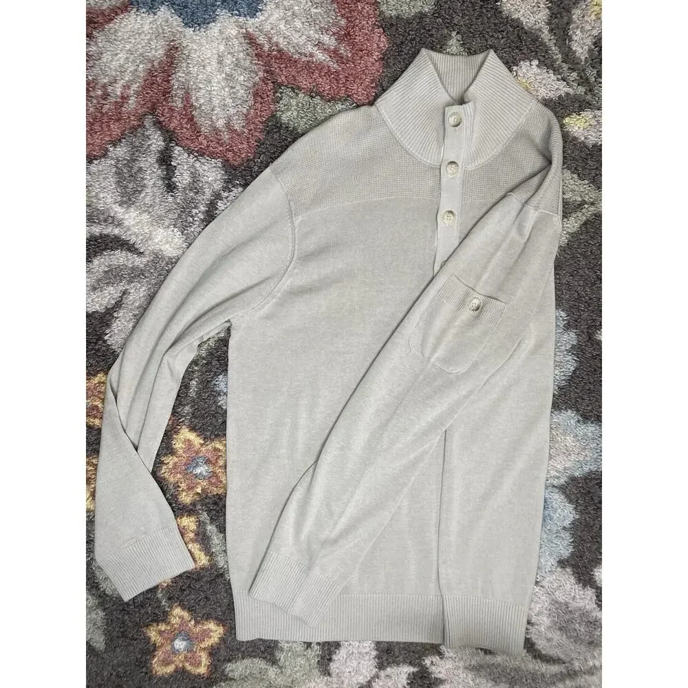 Banana Republic Sweater Mens XL Mock Neck Linen Cotton Business Casual Pullover